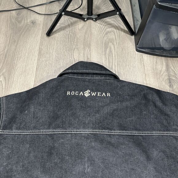 Vintage Rocawear Grey/Black Denim Jean Jacket Y2K 90s Hip Hop, Jay Z Mens Sz XL - Picture 8 of 8